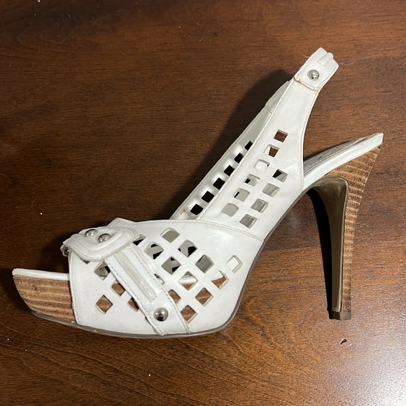 Women’s White Slingback Open Toed High Heels - Picture 2 of 6